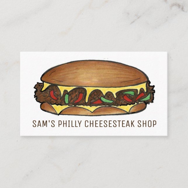 Philly Philadelphia Cheese Steak Sandwich Food Visitenkarte (Vorderseite)