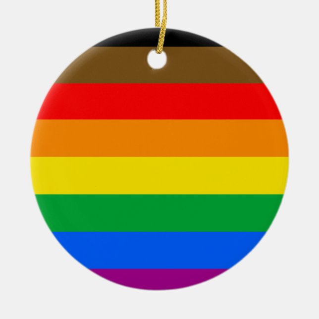 Philly Rainbow Pride Flag Keramik Ornament (Vorne)