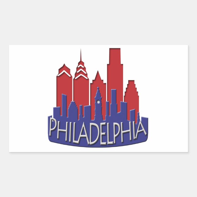 Philly Skyline Newwave Patriot Rechteckiger Aufkleber (Vorderseite)