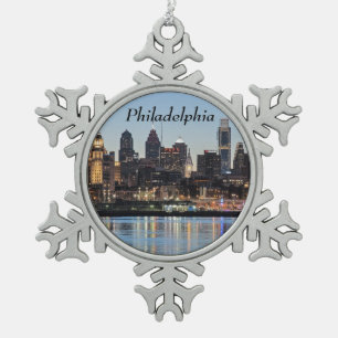 Philly Sonnenuntergang Schneeflocken Zinn-Ornament