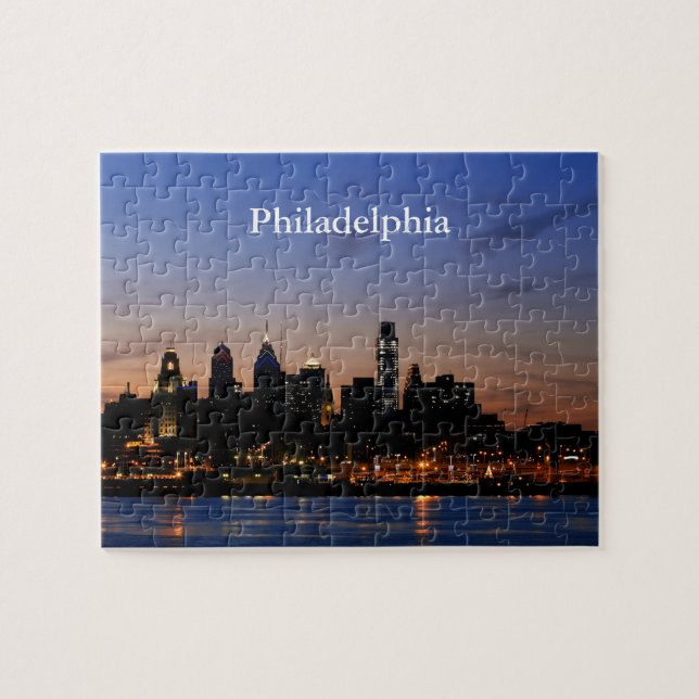 Philly Sonnenuntergang-Skyline-Puzzlespiel (Horizontal)
