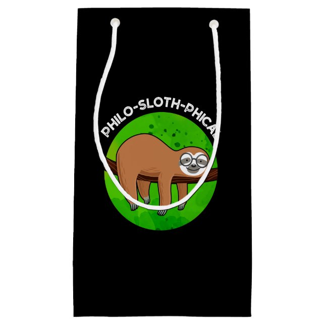 Philo-sloth-phical Funny Animal Sloth Pun Dark BG Kleine Geschenktüte (Vorderseite)