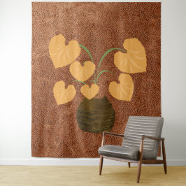 Philodendron Pflanze Kupfer Look Tapestory Wandteppich