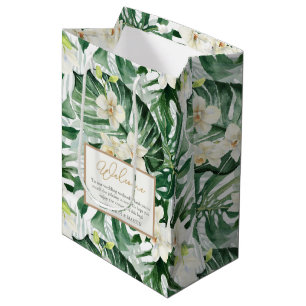 Philodendron Tropical Blätter Hochzeit Willkommen Mittlere Geschenktüte