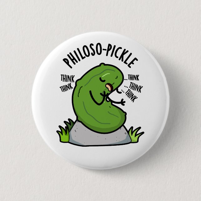 Philoso pickle Funny Pickle Pun Button (Vorderseite)