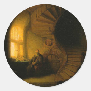 Philosoph in der Meditation Runder Aufkleber