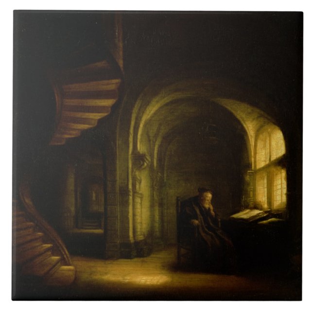 Philosoph mit einem offenen Buch, 1625-7 (Öl auf Fliese (Vorderseite)