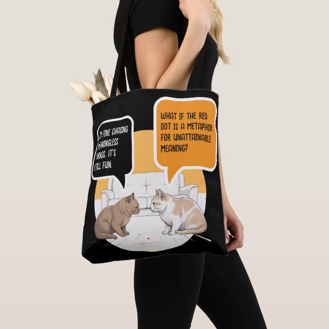 Philosophy Cat Red Dot Existential Humor Art Tasche (Von Nahem)