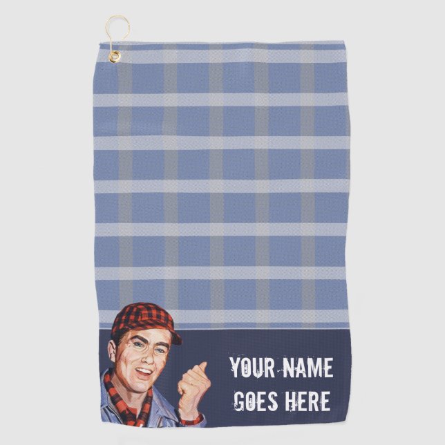 Phil's Golf Towel - blau kariert Golfhandtuch (Vorderseite)