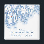Phippsburg Maine Karte Elegant Wedding Gevor Magnet<br><div class="desc">Schnelle und einfache Bestellung! Diese Magnete von Phippsburg, Maine sind perfekt, um Ihre Gäste aus der Stadt mit Begrüßungsgeschenken im 1774 Inn willkommen zu heißen. Oder Sie können individuelle Maine Magnete für Ihre Hochzeitsfeier anpassen. Bewegen Sie das Herz, indem Sie unter "Anpassen" auf "Bearbeiten mit dem Designwerkzeug" klicken. Die Karte...</div>