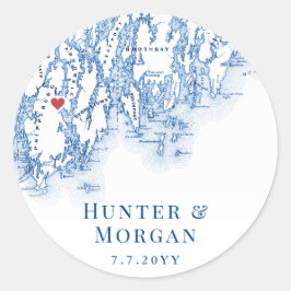 Phippsburg Maine Map Wedding Sticker Umschlag Aufk