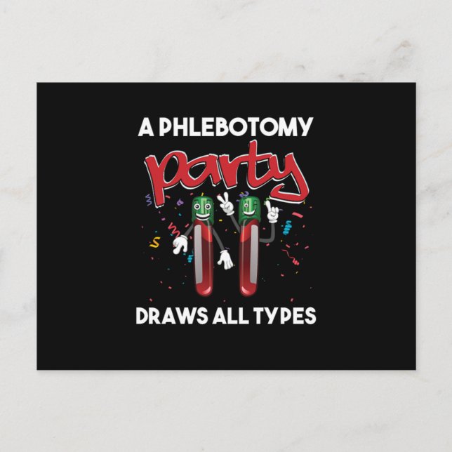 Phlebotomie Party Vacutainer Blutphlebotomist Gif Postkarte (Vorderseite)