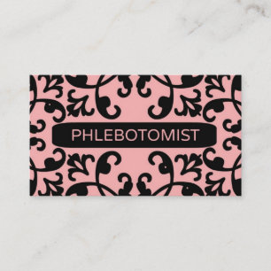 Phlebotomie Peach Damask Business Card Visitenkarte