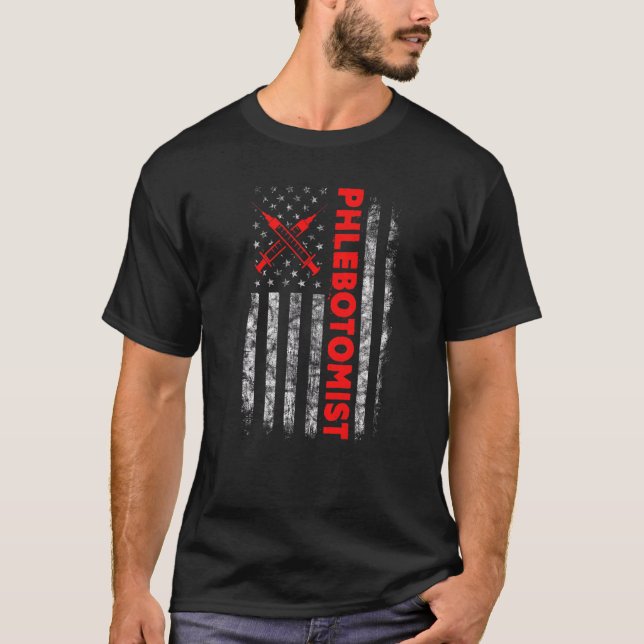 Phlebotomie Techniker Phlebotomist Nurse Usa Ameri T-Shirt (Vorderseite)