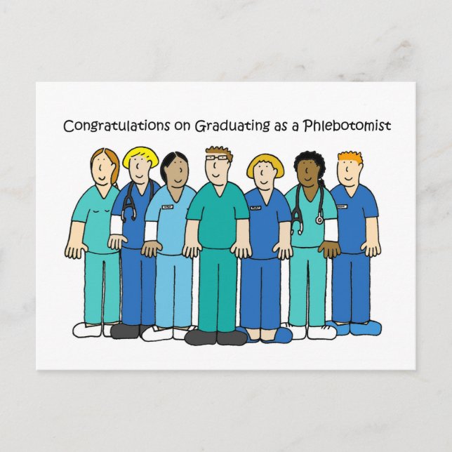 Phlebotomist Graduist Herzlichen Glückwunsch Postkarte (Vorderseite)