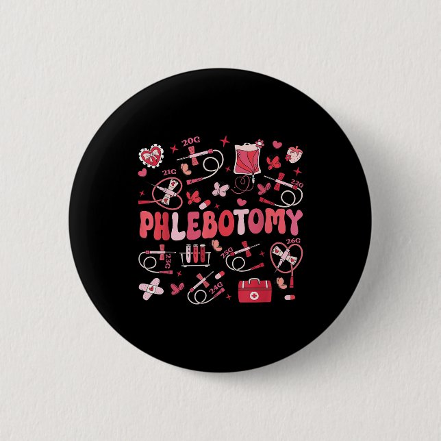 Phlebotomist Herz Phlebotomy Nurse Tech Gift Vale Button (Vorderseite)