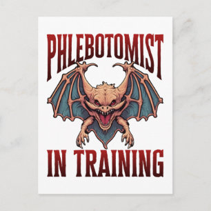 Phlebotomist in Ausbildung Lustiger Student Fleder Postkarte