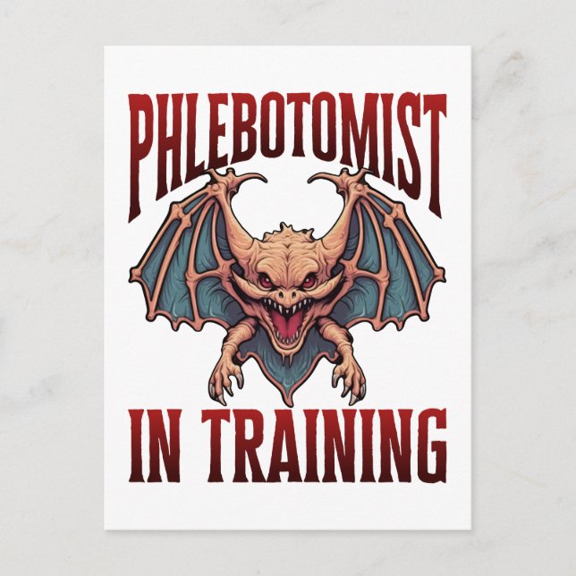 Phlebotomist in Training Funny Student Bat Postkarte (Vorderseite)
