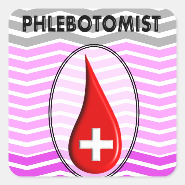 Phlebotomist Pink Zickzack Blutfallen Quadratischer Aufkleber (Vorderseite)