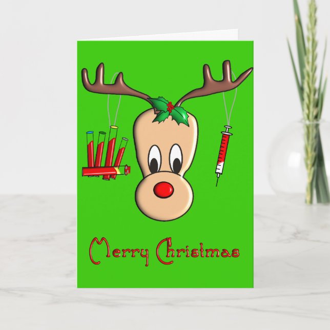 Phlebotomist Reindeer Weihnachtsgeschenke Feiertagskarte (Vorderseite)