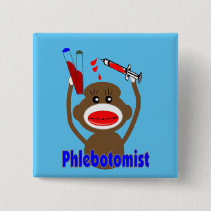Phlebotomist Sock Monkey Button