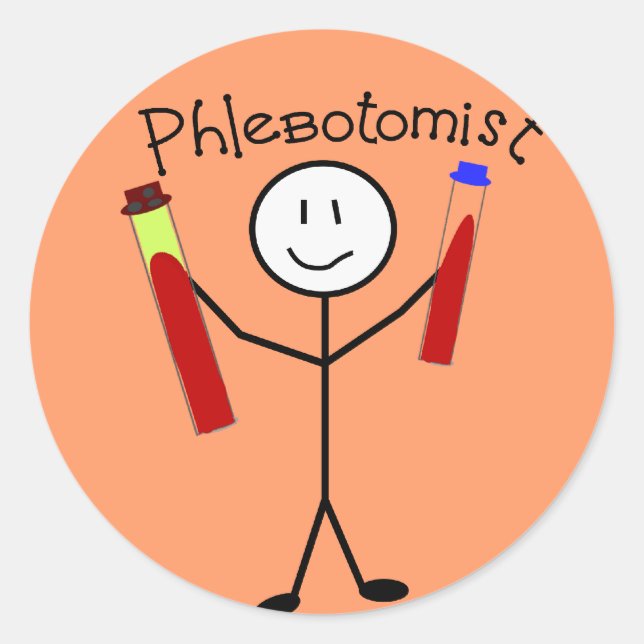 Phlebotomist Stick Person Runder Aufkleber (Vorderseite)