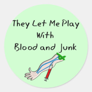 Phlebotomist T - Shirts und Geschenke "Blut und Runder Aufkleber