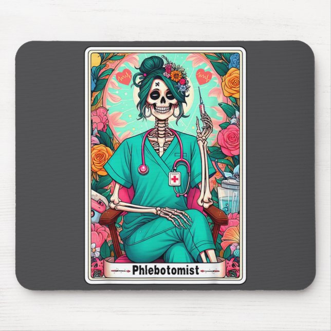 Phlebotomist Tarot Card Skeleton Phlebotomy Tech P Mousepad (Vorne)