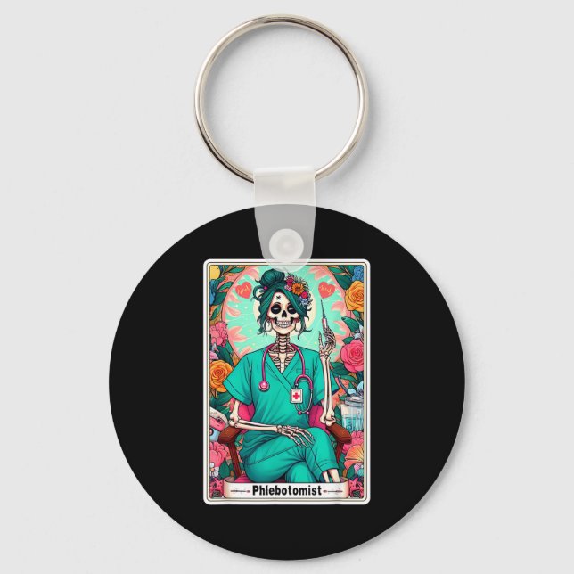 Phlebotomist Tarot Card Skeleton Phlebotomy Tech P Schlüsselanhänger (Vorderseite)
