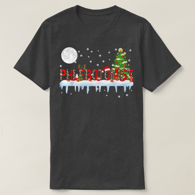 Phlebotomist Xmas Tree Light Leopard Weihnachtsman T-Shirt (Design vorne)