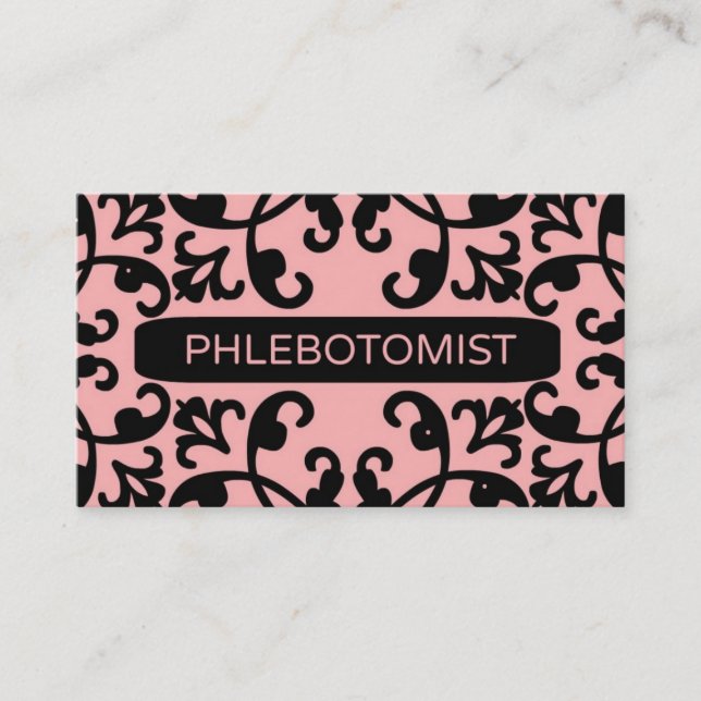 Phlebotomiste Peach Damask Carte de visite (Devant)