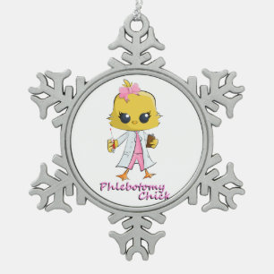 Phlebotomy-Küken-Schneeflocke-Verzierung Schneeflocken Zinn-Ornament