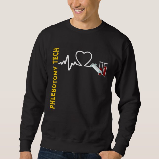 Phlebotomy Tech Syringe Test Tubes Heartbeat EKG P Sweatshirt (Vorderseite)