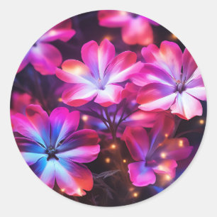Phlox in Neon Glow Runder Aufkleber