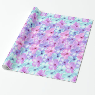 Phlox-Pastelllavendel u. Aqua-blaue Blumen mit Geschenkpapier