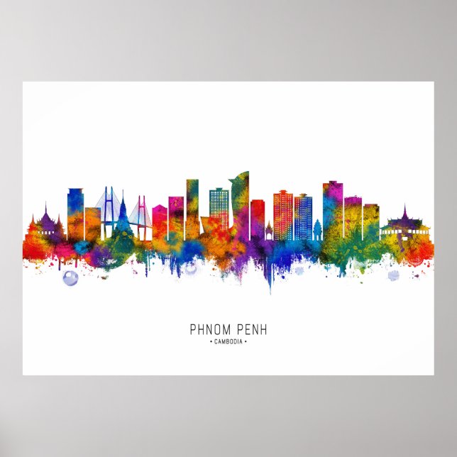 Phnom Penh Cambodia Skyline Poster (Vorne)