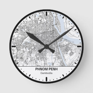 Phnom Penh Uhr City Line Art