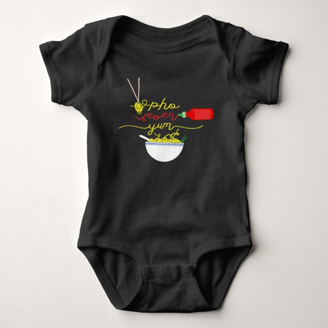 Pho Ever Yum Pho Bowl Hot Sauce BABY Jumper Baby Strampler (Vorderseite)