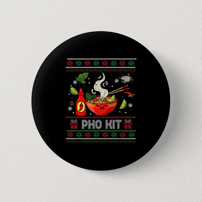 Pho Kit Apparel Ugly Xmas Pajamas Matching Family  Button (Vorderseite)