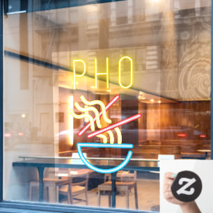 PHO NUDELN Falsches Neonlicht Vietnamesisches Rest Fensteraufkleber
