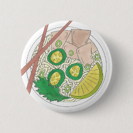 PHO Vietnamesisch Food Chicken Noodle Soup Chopsti Button