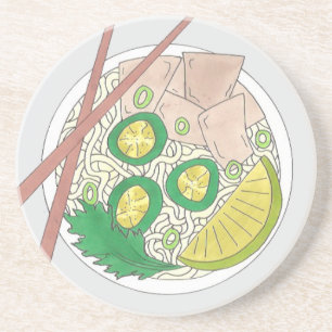 PHO Vietnamesisch Food Chicken Noodle Soup Chopsti Sandstein Untersetzer