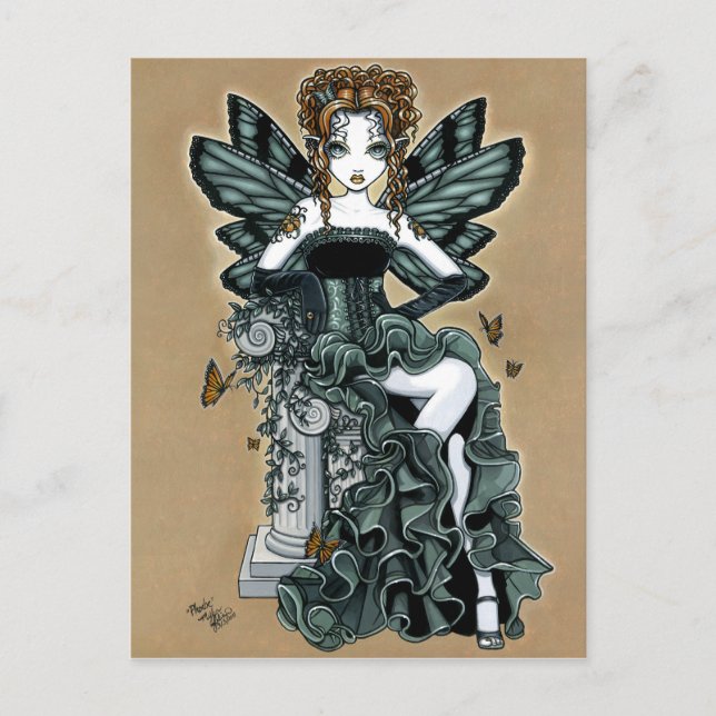 "Phoebe" Gothic Couture Butterfly Fairy Postcard Postkarte (Vorderseite)