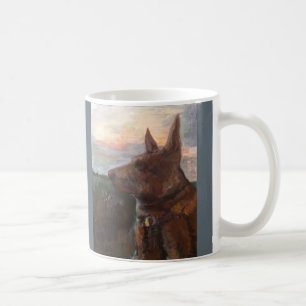 "Phoebe Hund im Sonnenuntergang" Malerei auf einer Kaffeetasse
