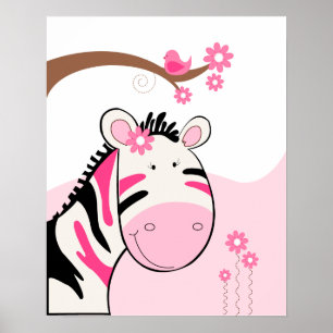 Phoebes Zebra (schwarz/rosa) Poster Druck