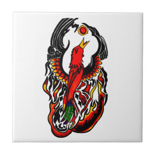Phoenix am Feuer Fliese