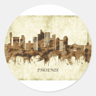 Phoenix Arizona Cityscape Runder Aufkleber