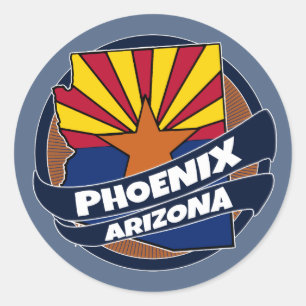 Phoenix Arizona-Fahne platt rund Aufkleber
