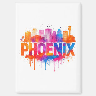 Phoenix Arizona Farbenfrohe Skyline Wasserfarbenpf Magnet