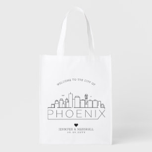 Phoenix, Arizona Hochzeit   Stilisierte Skyline Wiederverwendbare Einkaufstasche